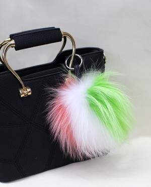 Fox Fur Pompoms Pendant Bag Charm - Multicolored