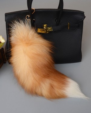 Crystal Fox Fur Tail Pendant Bag Charm