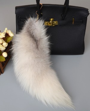 Cross Fox Fur Tail Pendant Bag Charm