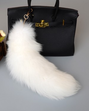 White Fox Fur Tail Pendant Bag Charm