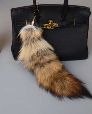 Fox Fur Tail Pendant Bag Charm