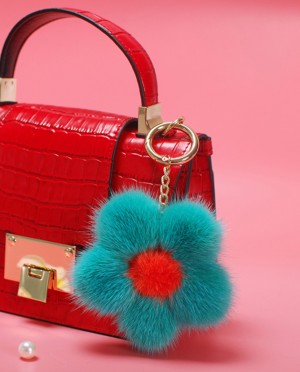 Mink Fur Floral Pendant Bag Charm