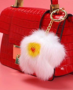 Mink Fur Floral Pendant Bag Charm