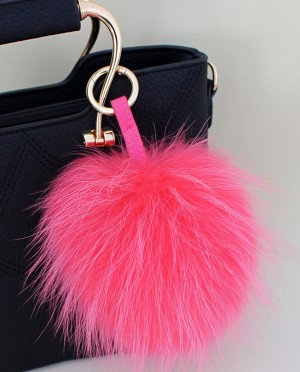 Raccoon Fur Pompoms Pendant Bag Charm