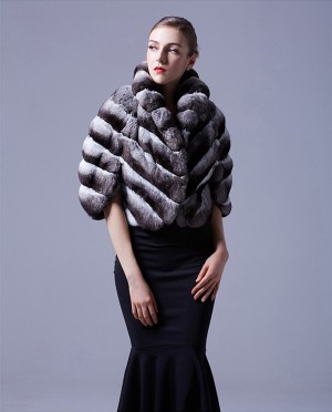 Chinchilla Fur Cropped Jacket Bolero Cape