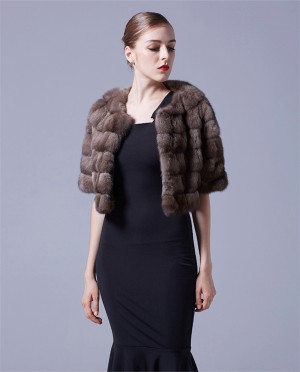 Sable Fur Bolero Cropped Jacket