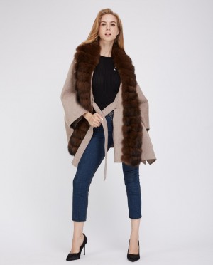 Cashmere Cape with Fox Fur Trim