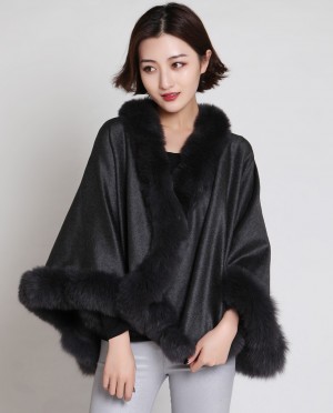 Cashmere Cape with Fox Fur Trim