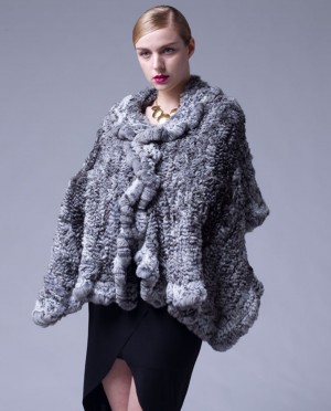Knitted Chinchilla Fur Cape