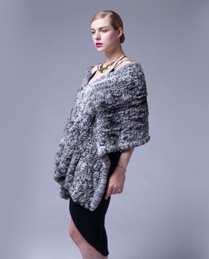 Chinchilla Fur Knitted Cape