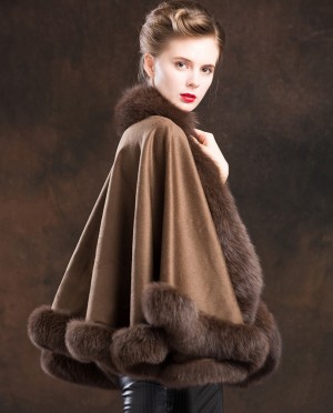 Fox Trimmed Cashmere Cape