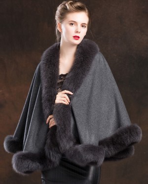 Fox Trimmed Cashmere Cape