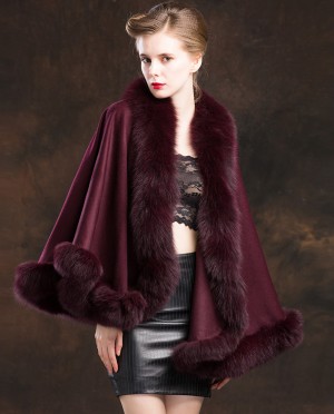 Fox Trimmed Cashmere Cape