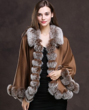 Fox Trimmed Cashmere Cape