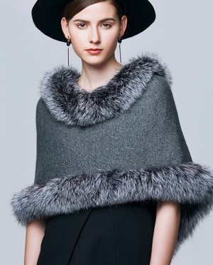 Fox Fur Trimmed Capelet