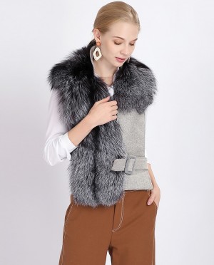 Belted Silver Fox Fur Stole