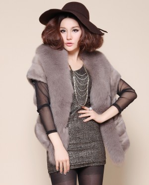 Mink Fur Cape with Fox Trimming