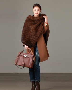 Knitted Mink Fur Poncho