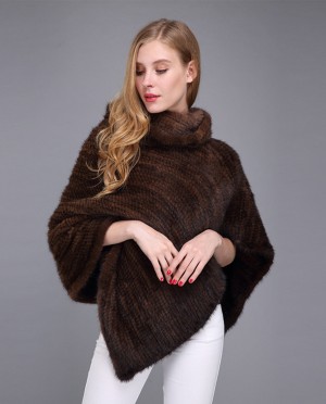 Knitted Mink Fur Poncho