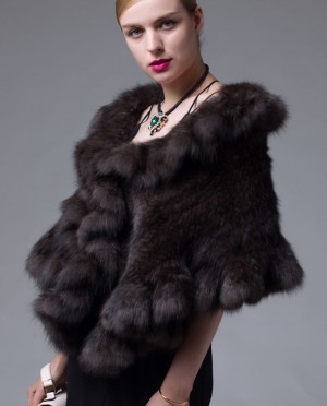 Knitted Dark Sable Fur Cape