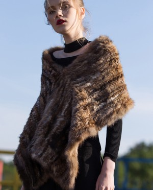 Knitted Sable Fur Shawl