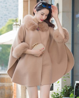 Cashmere Cape with Fox Fur Trim