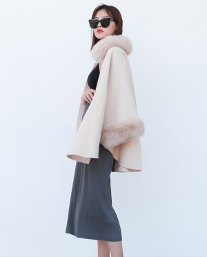 Cashmere Cape with Fox Fur Trim