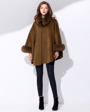 Cashmere Cape with Fox Fur Trim