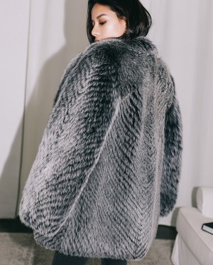Black Frost Fox Fur Coat