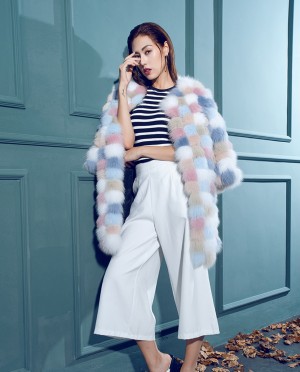 Multicolored Fox Fur Coat