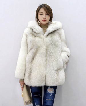 Hooded Fox Fur Coat