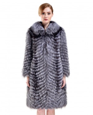 3/4 Length Silver Fox Fur Coat