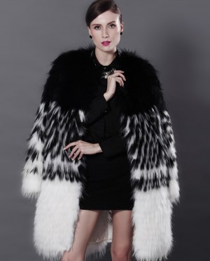 3/4 Length Knitted Fox Fur Coat
