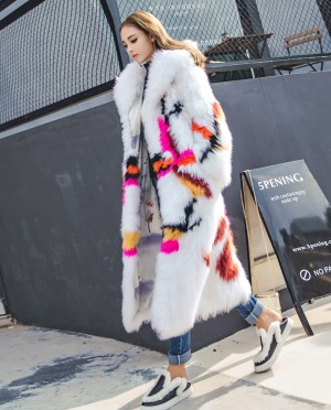 Long Length Knitted Fox Fur Coat