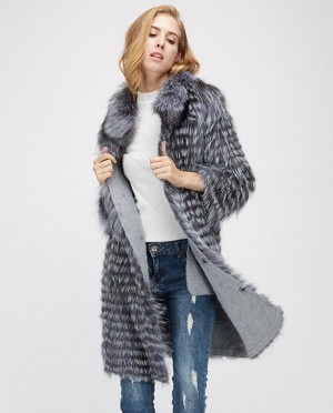 Knitted Silver Fox Fur Coat