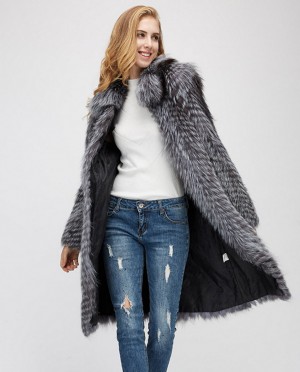 3/4 Length Silver Fox Fur Coat
