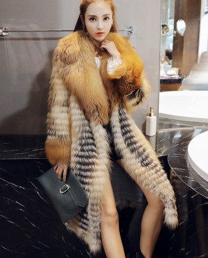 3/4 Length Fox Fur Coat with Cashmere Lining