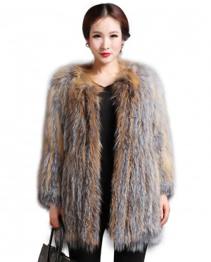Women's Knitted Fox Fur Coat