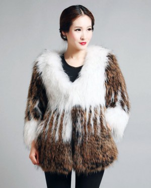 Women's Knitted Raccoon Fur Coat