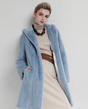 Hooded Mink Fur Coat