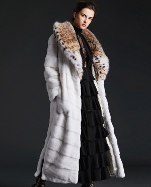 Lynx Fur Lapel Mink Fur Long Coat