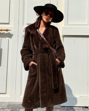 Belted Mink Fur Coat