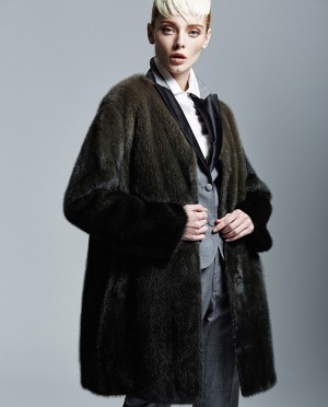 Gradient Color Mink Fur Coat