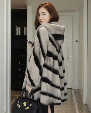 Hooded Mink Fur Coat