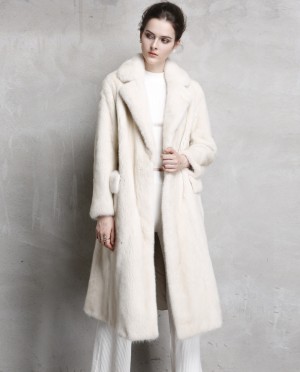 Long Pearl Mink Fur Coat