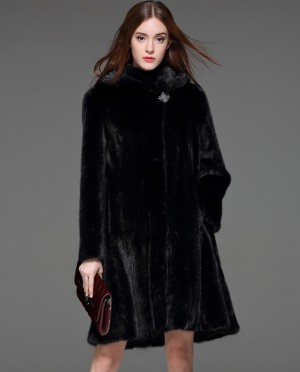 3/4 Length Black Mink Fur Coat