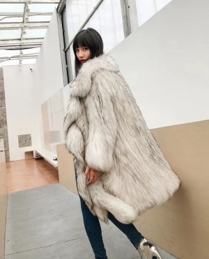 3/4 Length Knitted Raccoon Fur Coat