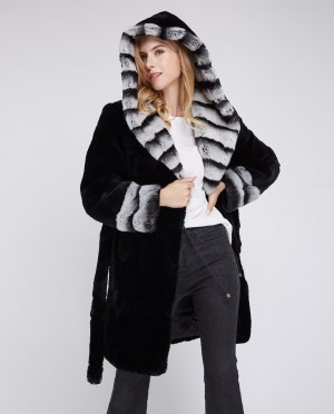 Hooded Rex Rabbit Fur Coat