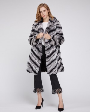 Hooded Rex Rabbit Fur Coat