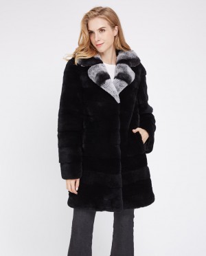 Black Rex Rabbit Fur Coat